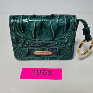 Brahmin Clementine Keychain Wallet Dark Obsidian Croc Embossed Leather